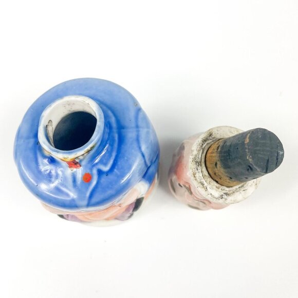 Antique Carters Ink Pa Bottle Figural Ceramic Man Blue Porcelain - Picture 6 of 7